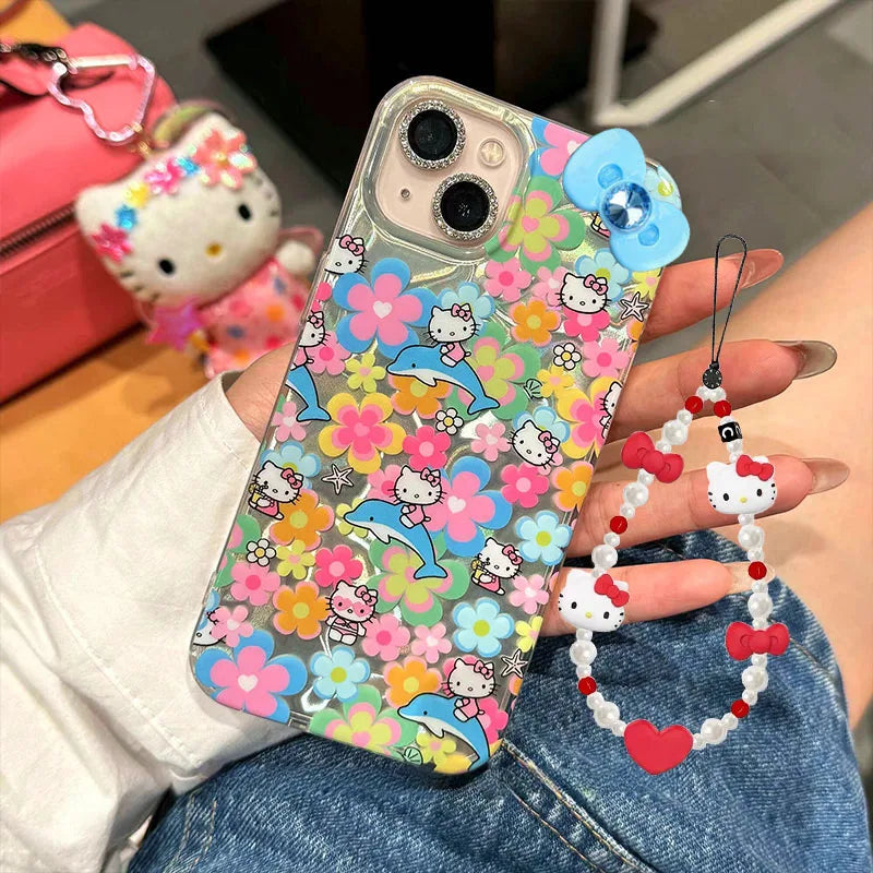 Hello Kitty Flower Dolphin Phone Case For iPhone