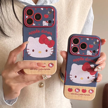 Luxury 3D Leather Pattern Large Window Apple Kitty Case For iPhone