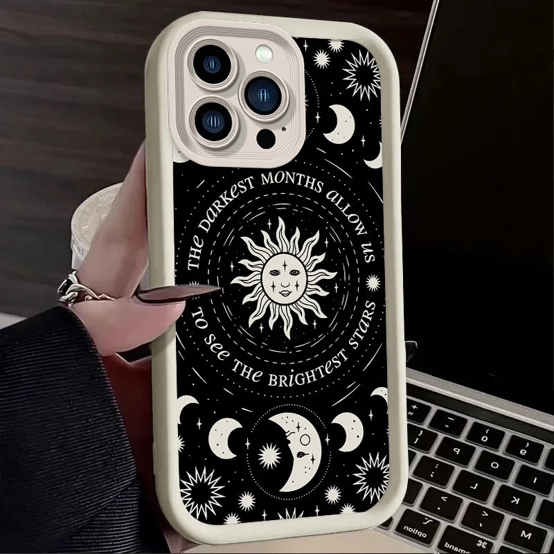Retro Moon Sun God Phone Case For iPhone