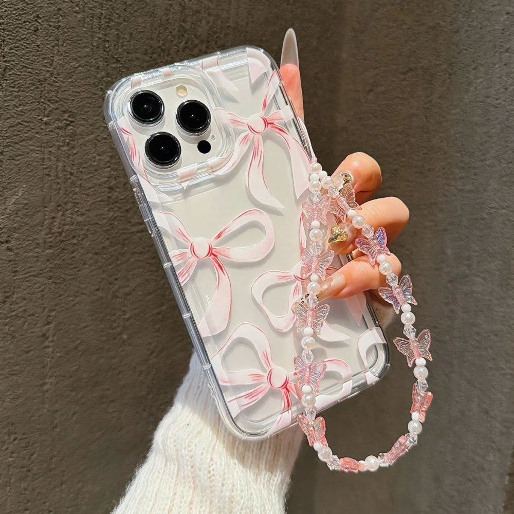 Pink Pastel Bowknot Pattern Phone Case For iPhone