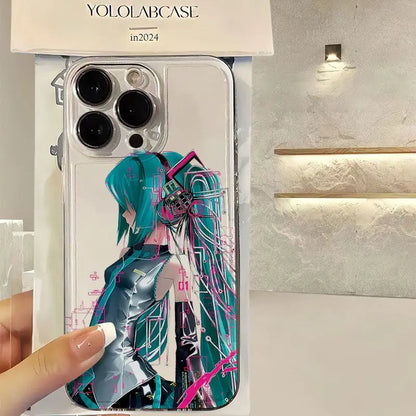 Creative Anime Hatsune Miku Tpu Transparent Mobile Phone Case For iPhone