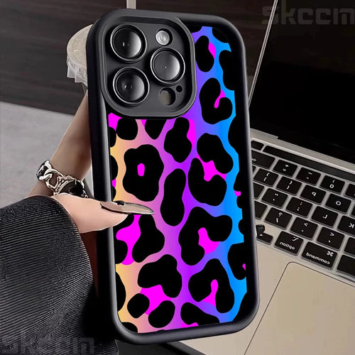 Colorful Leopard Pattern Silicone Soft Phone Case For iPhone