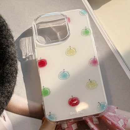 Korean Colorful Apple Glitter Phone Case Pendant For iPhone