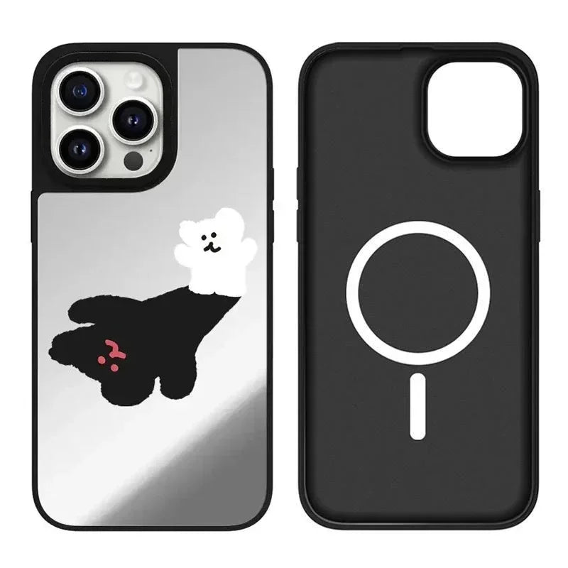 Cartoon Bear Shadow Mirror Phone Case