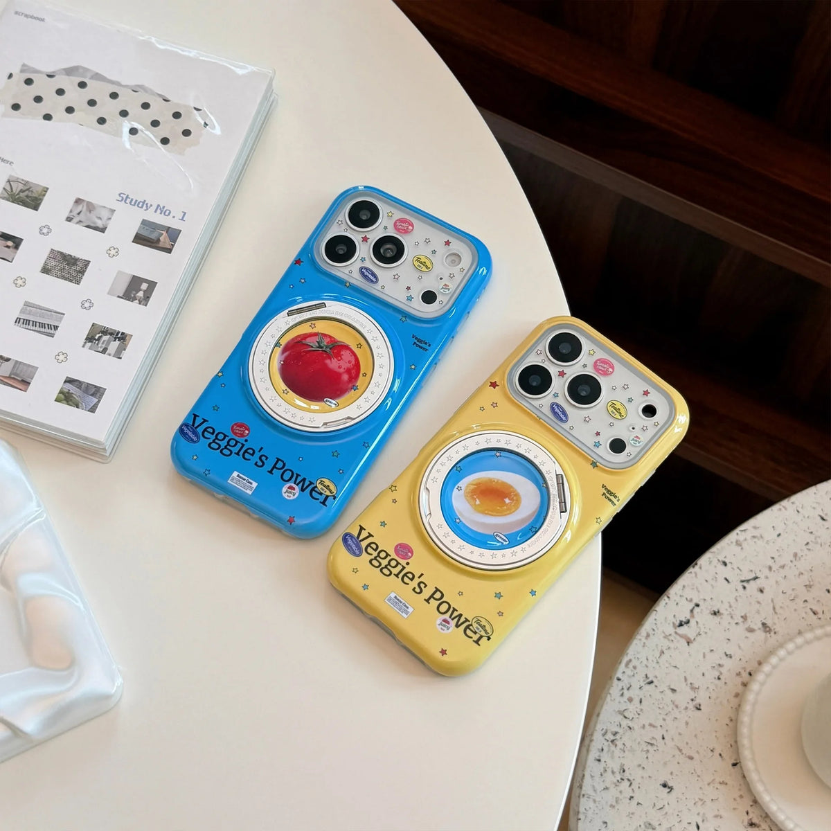 Korean Candy Colors Fold 360° Rotating Vegetable Magnetic Bracket Phone Case For iPhone