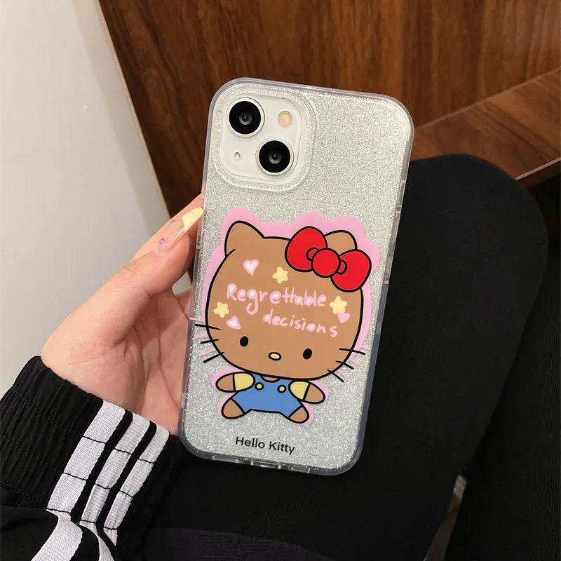 Funny Hello Kitty Bow Big Head Strap Phone Case For iPhone