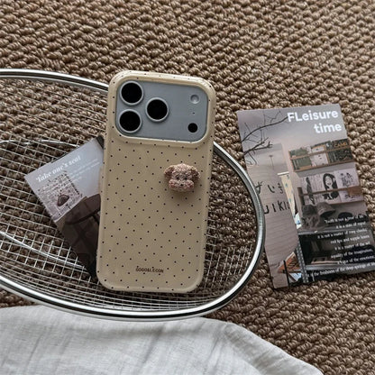 Fashion Cute 3D Bear Polka Dot Phone Case For iPhone