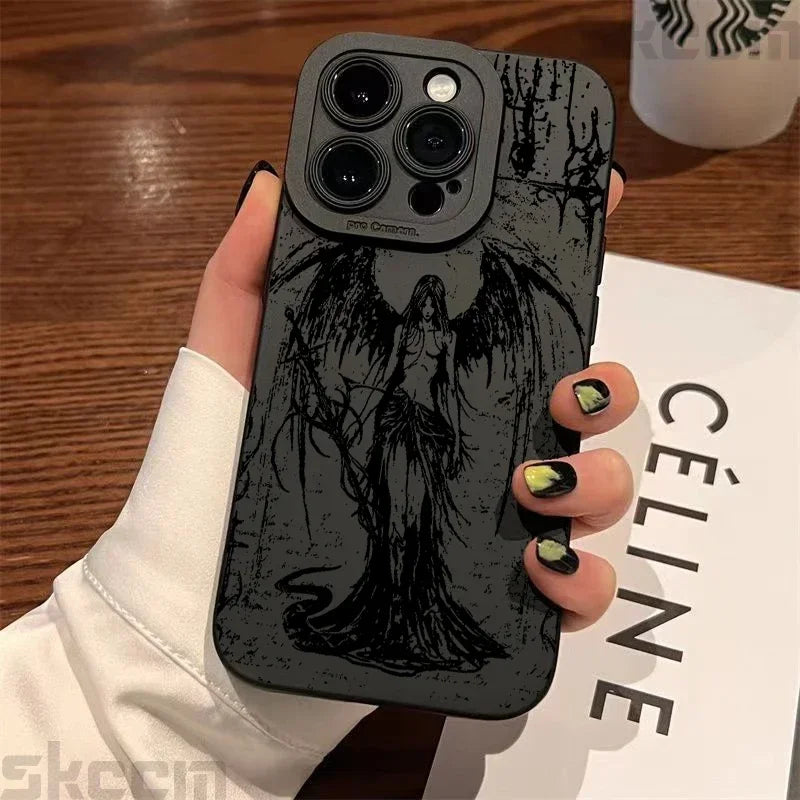 Luxury Bloodsacrifice Black Angel Death Demon Phone Case For iPhone
