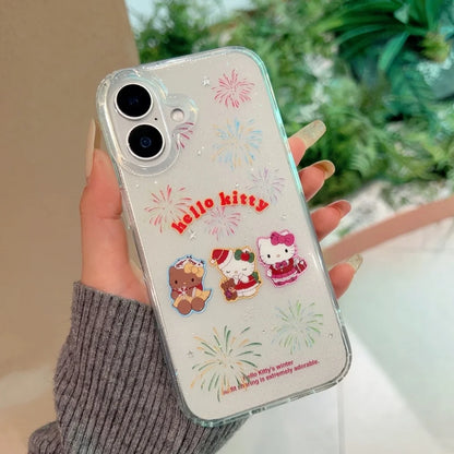 Beautiful Gilded Glitter Pink Hat Kitty Is Suitable For Apple Phone Case