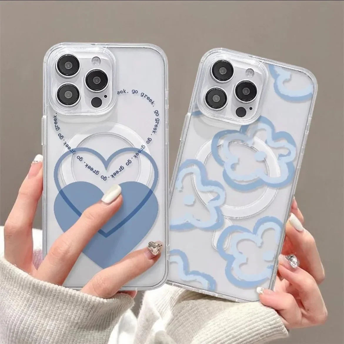 Blue Flower Love Magsafe Magnetic Phone Case For iPhone