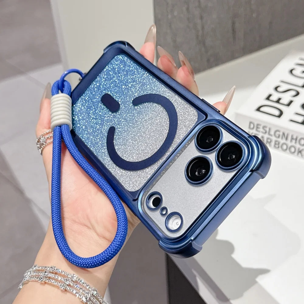 Glitter For Magsafe Lanyard Plating Case  For iPhone