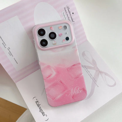 Hello Kitty Pink Ice Cube Phone Case Large Camera Window IMD Soft Shockproof Cover For iPhone