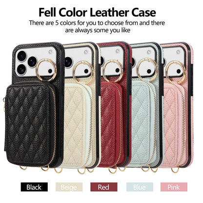 Leather Crossbody Lanyard Phone Case  For iPhone