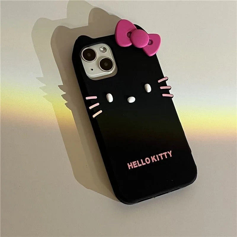 Hello Kitty Cartoon 3D Bow Phone Case For iPhone