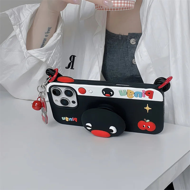 Kawaii Penguin Stand Holder Phone Case