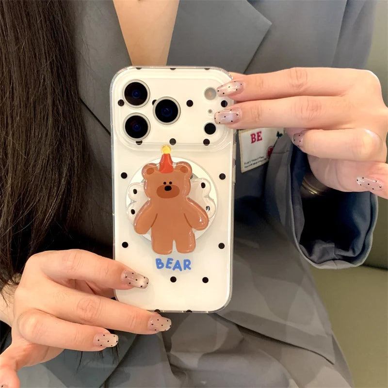 Simple Black Polka Dot Magnetic Phone Case For iPhone