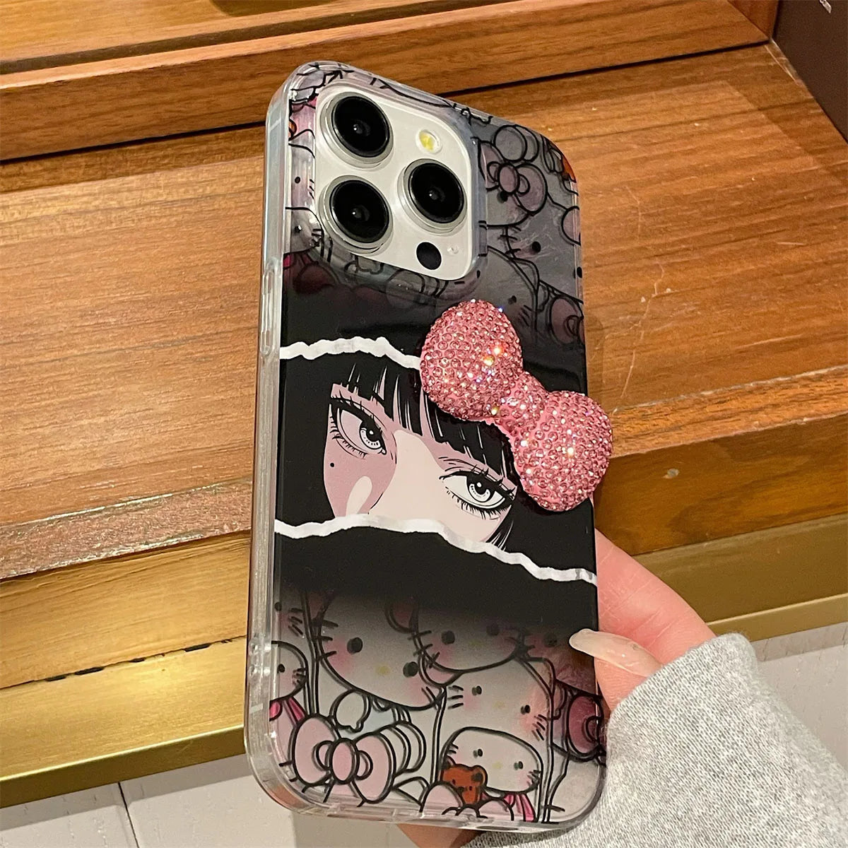 Mangirl Full Screen Hello Kitty Bow Phone Case For iPhone