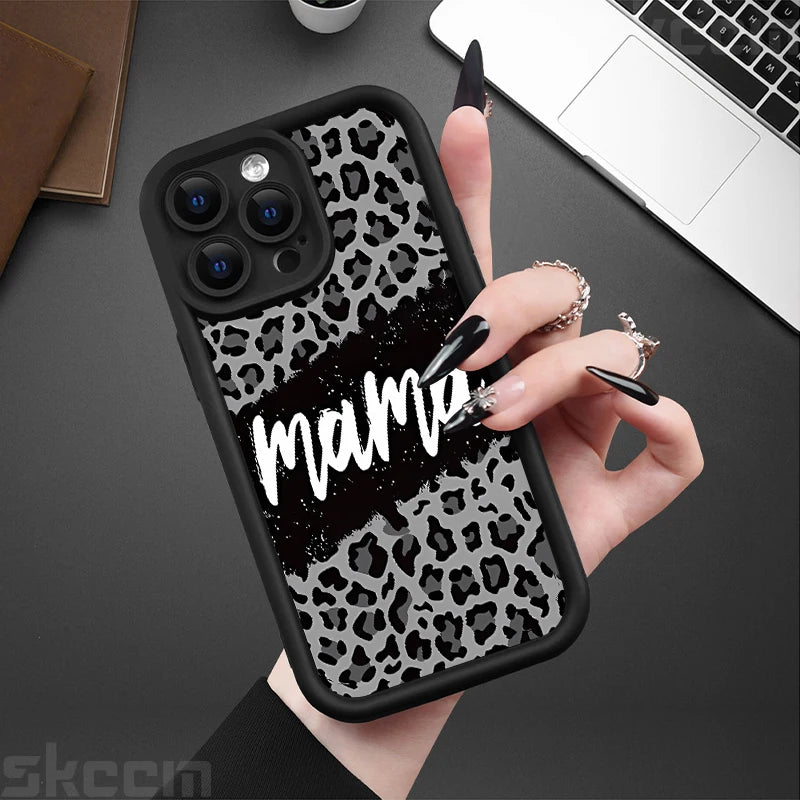 Leopard Print Mom Letter Patter Phone Case For iPhone