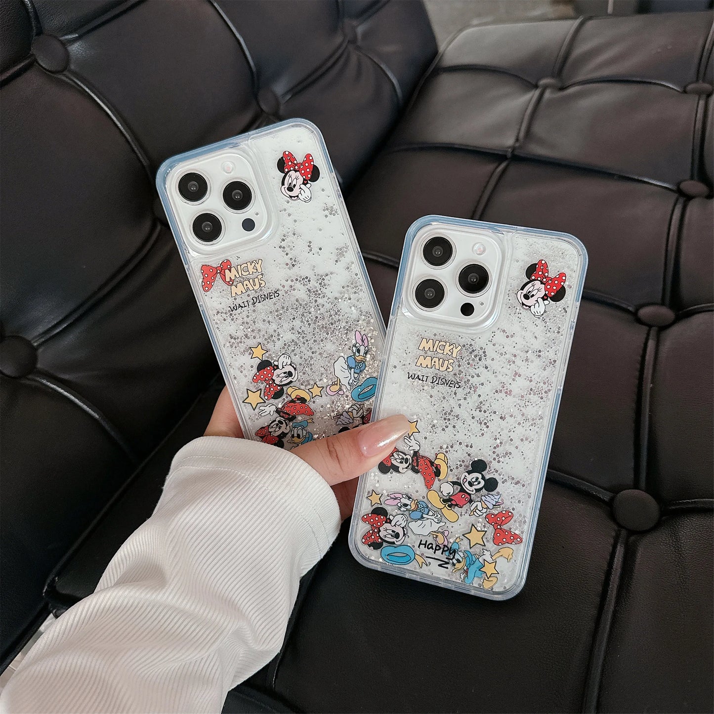 Liquid Glitter Cute Like Gift Anime For Minnie Full-Wrap Shockproof Case Trendy Cartoon For iPhone