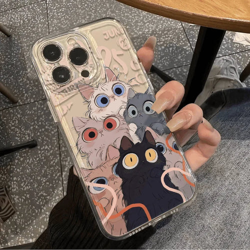 Cartoon Cat Bumper Clear Back Cover Phone Protective Phone Case