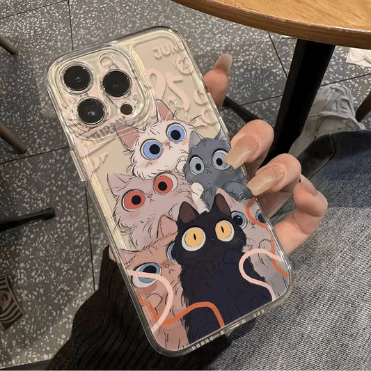 Cartoon Cat Bumper Clear Back Cover Phone Protective Phone Case