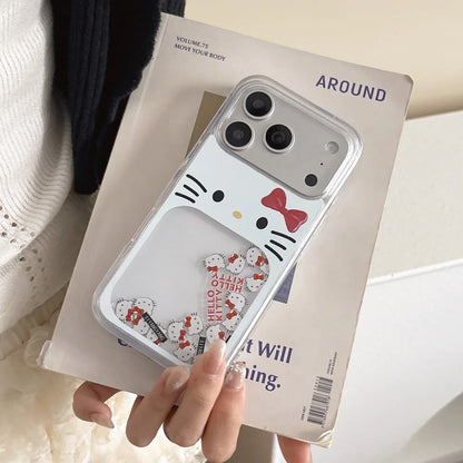Sliding Block White Glitter Hello Kitty Bow Phone Case or iPhone