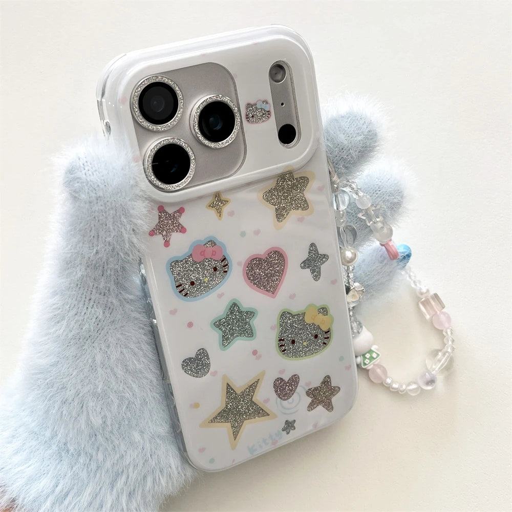 Bling Glitter Full Screen Hello Kitty Melody Phone Case For iPhone