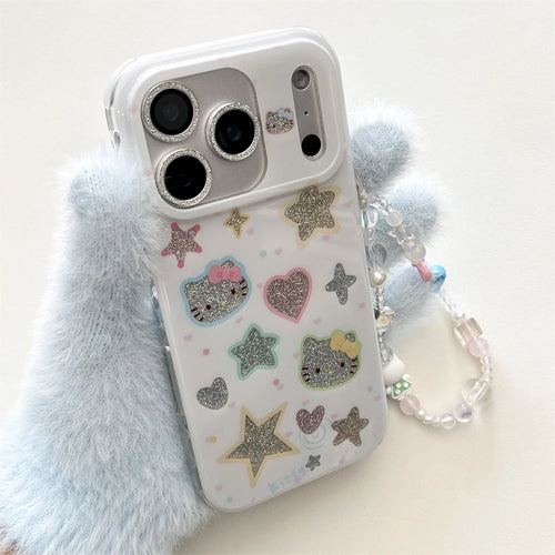Bling Glitter Full Screen Hello Kitty Melody Phone Case For iPhone