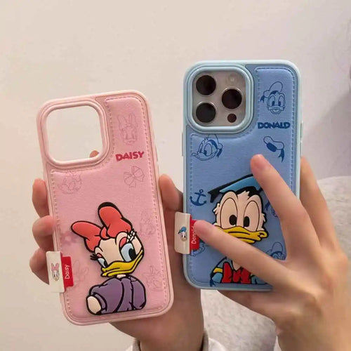 3d Lovely Daisy Donald Duck Couple Phone Case For iPhone