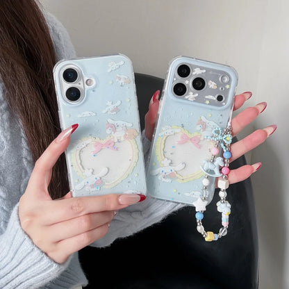Blue Hollowed Out Love Horse Riding Jade Guigou For iPhone