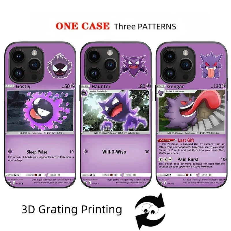 3D Grating Card Pokemon Gengar Phone Case For iPhone