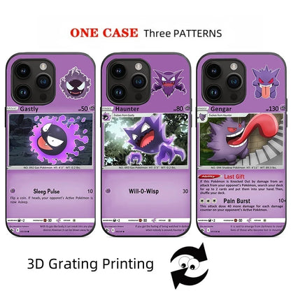 3D Grating Card Pokemon Gengar Phone Case For iPhone