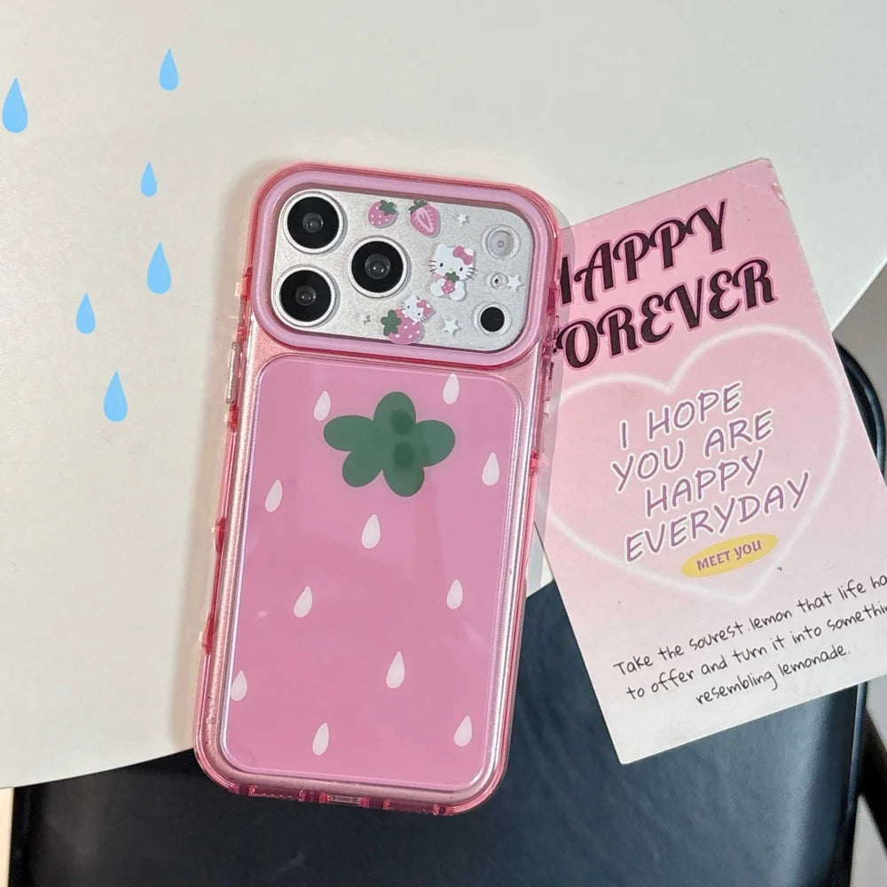 Korea INS Water Drop Strawberry Hello Kitty Case For iPhone