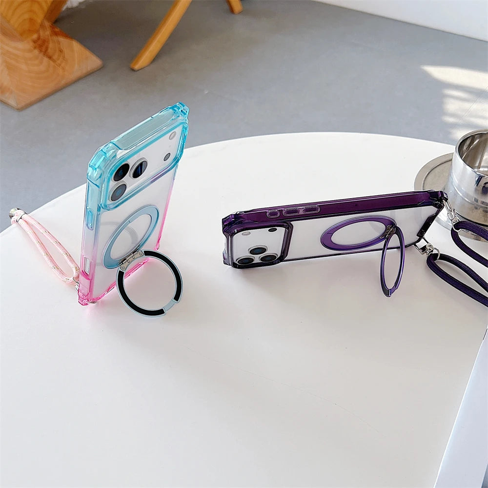 Metal Magnetic Holder Gradient Case For iPhone