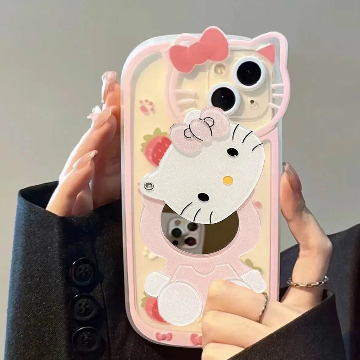 Hello Kitty Angel Makeup Mirror Phone Case For iPhone