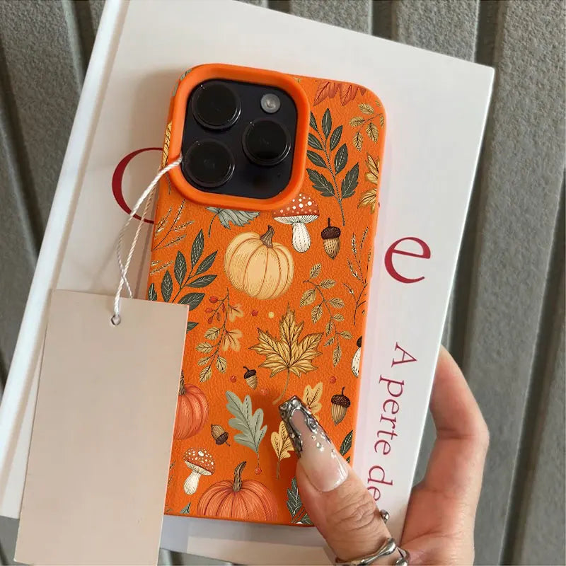 Vintage Fall Maple Leaf Pumpkin Phone Case For iPhone
