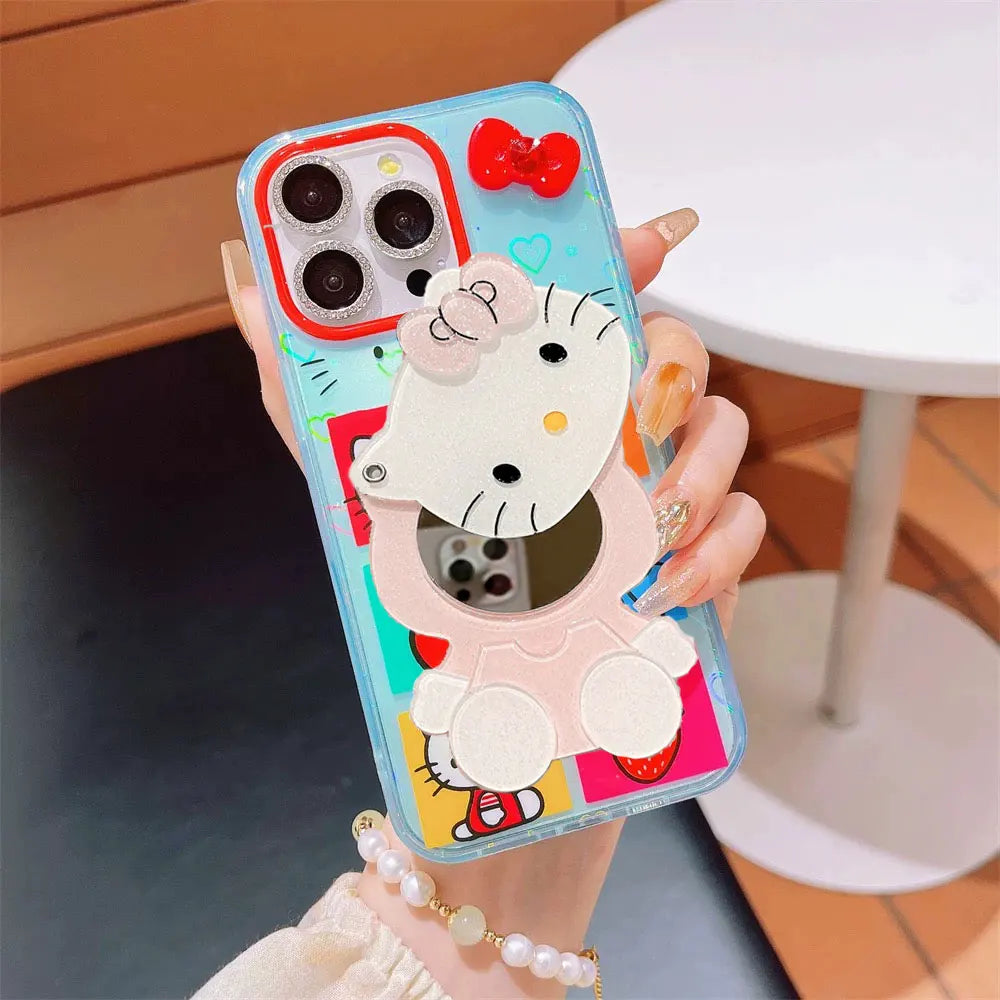 Hello Kitty Bow Shinning Flower Phone Case For iPhone