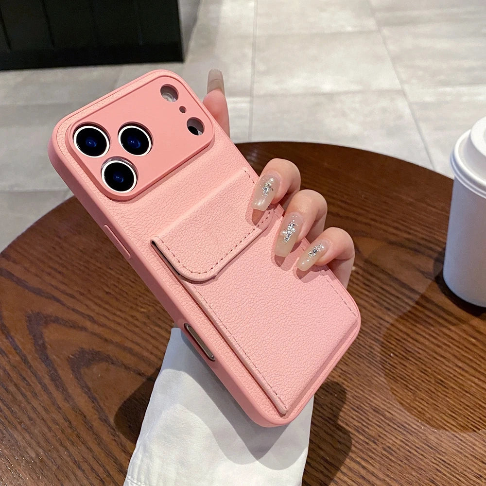 Card Slot Wallet PU Leather Bracket Case For iPhone