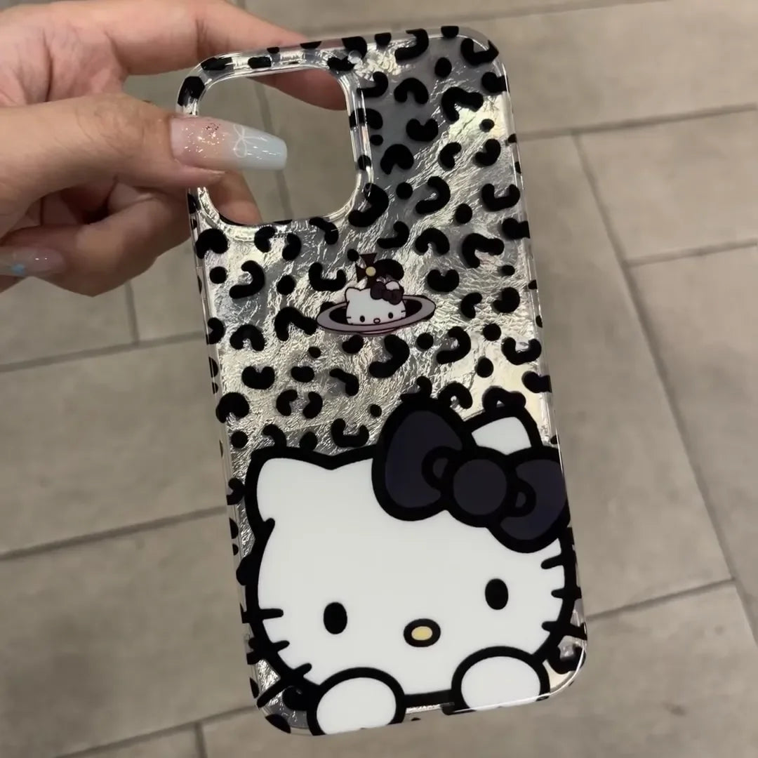 Hello Kitty Leopard Print Diamond Bow Phone Case For iPhone