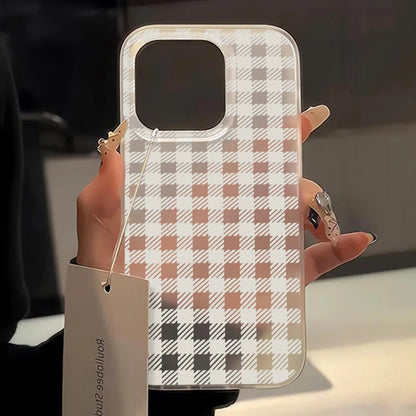 Black White Plaid Pattern Matte Clear Phone Case For iPhone