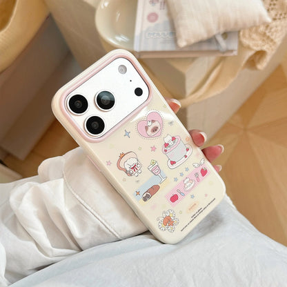 Korean Cartoon Dessert Kitten Puppy Stars Pattern Phone Case For iPhone