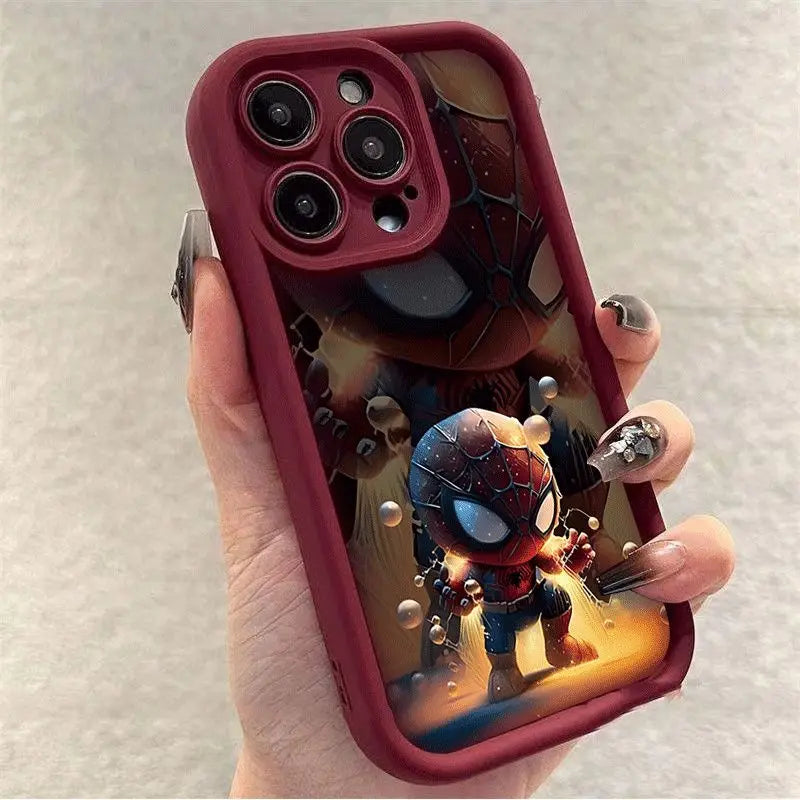 Cute Big Head Spider Man Comic Phone Case For iPhone