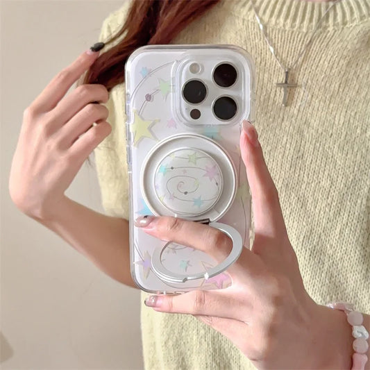 Cute Star Magnetic Rotating Stand Holder Phone Case