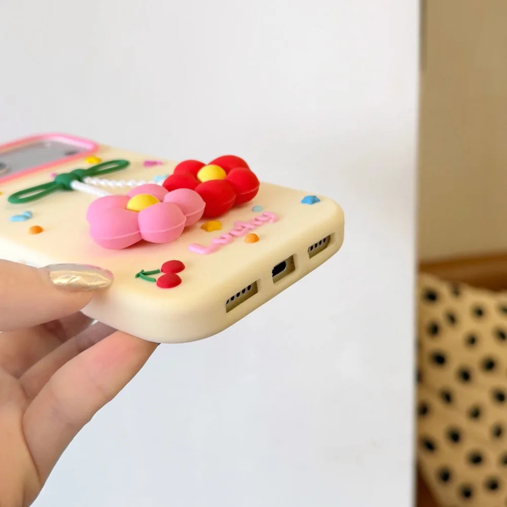 Cute 3D Flower Charm Silicone Phone Case For iPhone