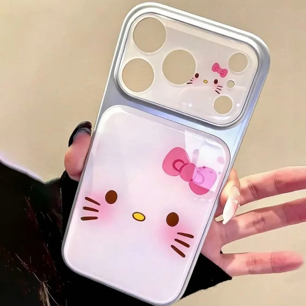 Simple and Cute Cartoon Cat Acrylic Large Window Phone Case For iPhone