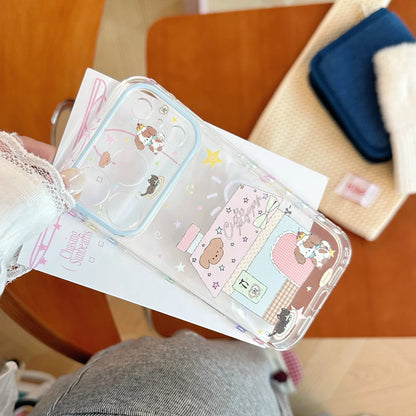 Korean Cartoon House Kitten Puppy Pattern Phone Case For iPhone