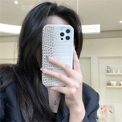 Luxury Fashion Crocodile Pu Leather Electroplated Phone Case