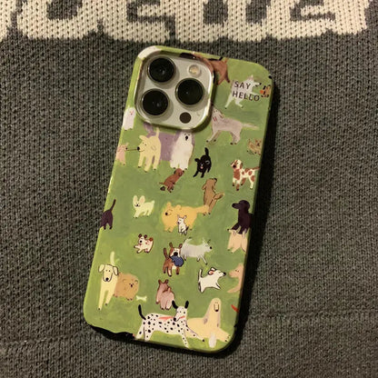 Cute Cartoon Grassland Dog Animals Phone Case