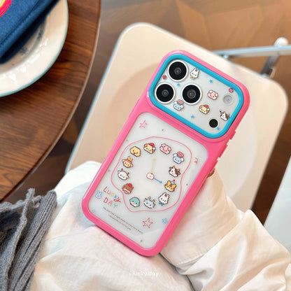 Korean Cartoon Animals Clock Stars Pattern Phone Case For iPhone
