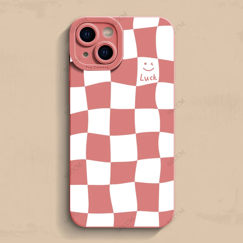 White Grid Phone Case For iPhone